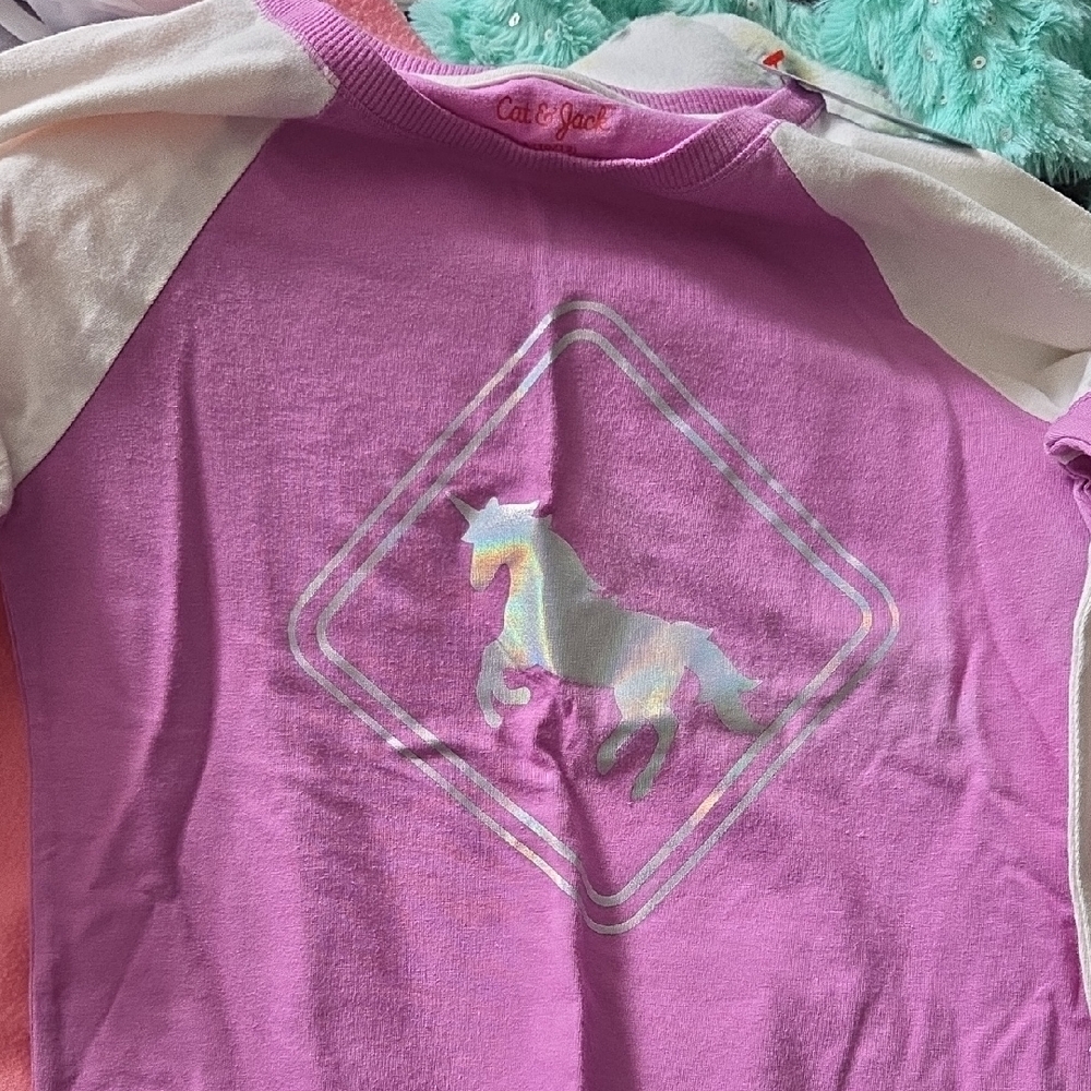 Cat & Jack Purple Unicorn Long Sleeve Tee